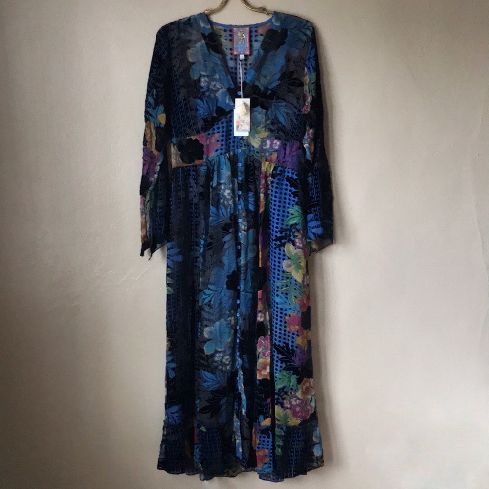 Johnny Was Floral Maxi Dress - Blue and Multicolor